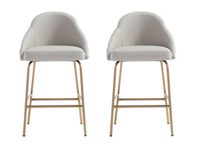 Gracie Counter Stool in Stone and Gold (set of 2) - Ornate Home