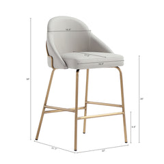 Gracie Counter Stool in Stone and Gold (set of 2) - Ornate Home