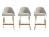 Gracie Counter Stool in Stone and Gold (set of 3) - Ornate Home