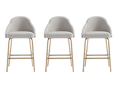 Gracie Counter Stool in Stone and Gold (set of 3) - Ornate Home