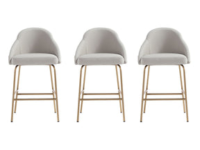 Gracie Counter Stool in Stone and Gold (set of 3) - Ornate Home