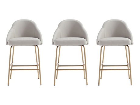 Gracie Counter Stool in Stone and Gold (set of 3) - Ornate Home