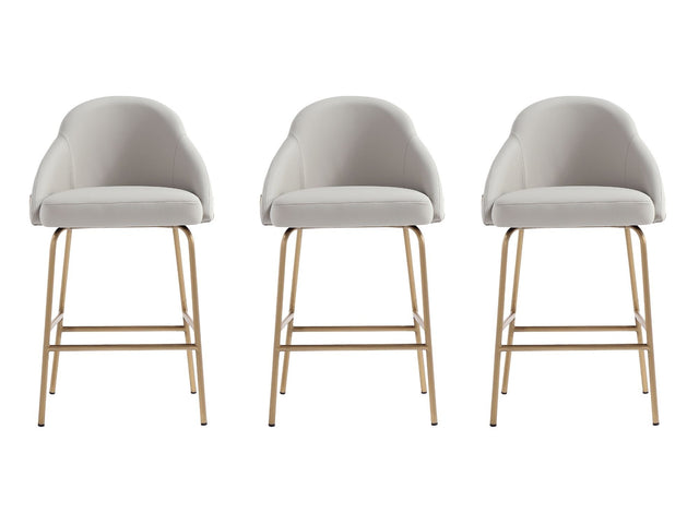 Gracie Counter Stool in Stone and Gold (set of 3) - Ornate Home