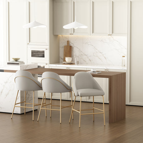 Gracie Counter Stool in Stone and Gold (set of 3) - Ornate Home