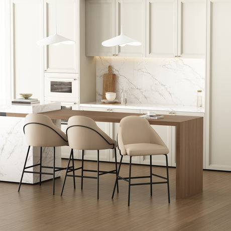 Gracie Counter Stool in Tan and Black (set of 3) - Ornate Home