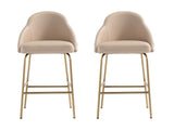 Gracie Counter Stool in Tan and Gold (set of 2) - Ornate Home