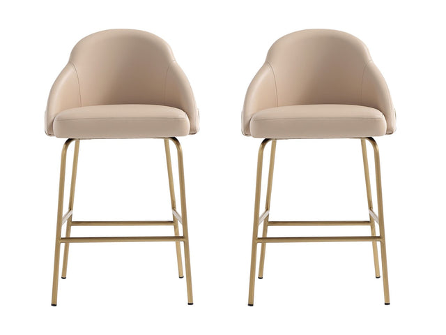 Gracie Counter Stool in Tan and Gold (set of 2) - Ornate Home