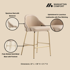 Gracie Counter Stool in Tan and Gold (set of 2) - Ornate Home