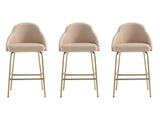 Gracie Counter Stool in Tan and Gold (set of 3) - Ornate Home