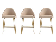Gracie Counter Stool in Tan and Gold (set of 3) - Ornate Home