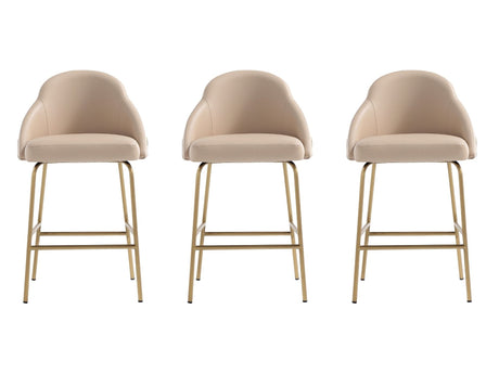 Gracie Counter Stool in Tan and Gold (set of 3) - Ornate Home