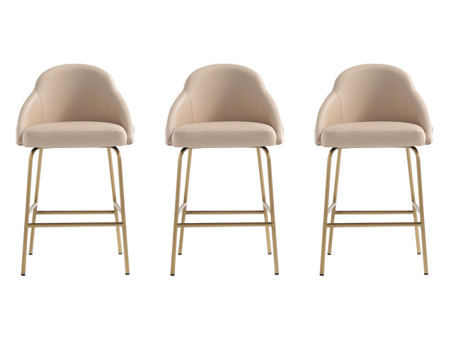Gracie Counter Stool in Tan and Gold (set of 3) - Ornate Home