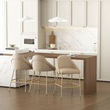 Gracie Counter Stool in Tan and Gold (set of 3) - Ornate Home
