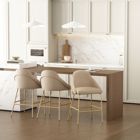 Gracie Counter Stool in Tan and Gold (set of 3) - Ornate Home