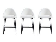 Gracie Counter Stool in White and Black (set of 3) - Ornate Home