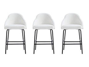 Gracie Counter Stool in White and Black (set of 3) - Ornate Home