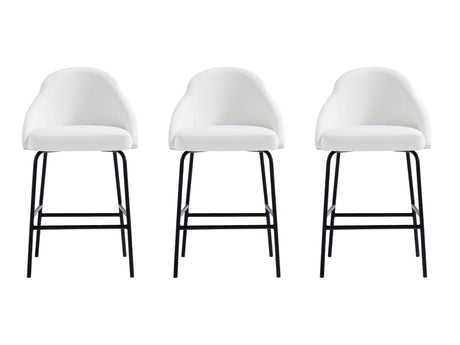 Gracie Counter Stool in White and Black (set of 3) - Ornate Home