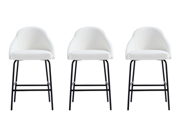 Gracie Counter Stool in White and Black (set of 3) - Ornate Home
