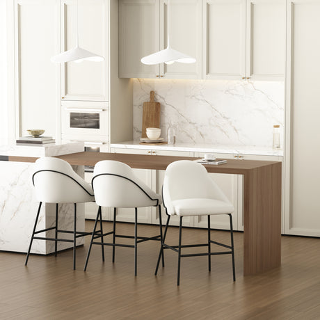 Gracie Counter Stool in White and Black (set of 3) - Ornate Home