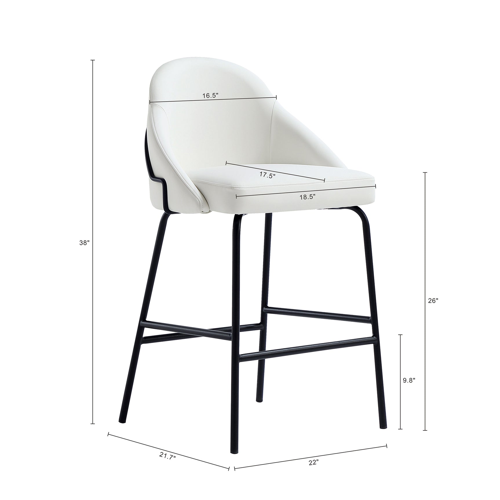 Gracie Counter Stool in White and Black (set of 3) - Ornate Home