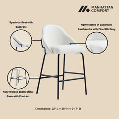 Gracie Counter Stool in White and Black (set of 3) - Ornate Home