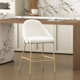 Gracie Counter Stool in White and Gold - Ornate Home