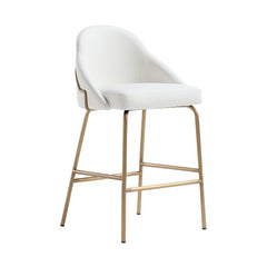 Gracie Counter Stool in White and Gold - Ornate Home
