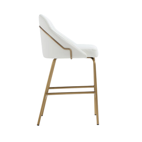 Gracie Counter Stool in White and Gold - Ornate Home