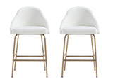 Gracie Counter Stool in White and Gold (set of 2) - Ornate Home
