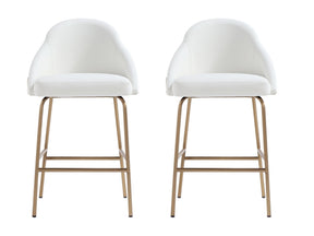 Gracie Counter Stool in White and Gold (set of 2) - Ornate Home