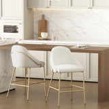 Gracie Counter Stool in White and Gold (set of 2) - Ornate Home