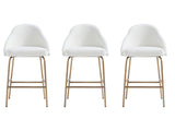 Gracie Counter Stool in White and Gold (set of 3) - Ornate Home