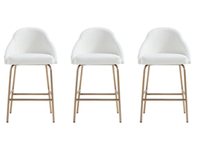 Gracie Counter Stool in White and Gold (set of 3) - Ornate Home