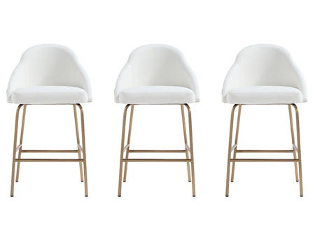 Gracie Counter Stool in White and Gold (set of 3) - Ornate Home
