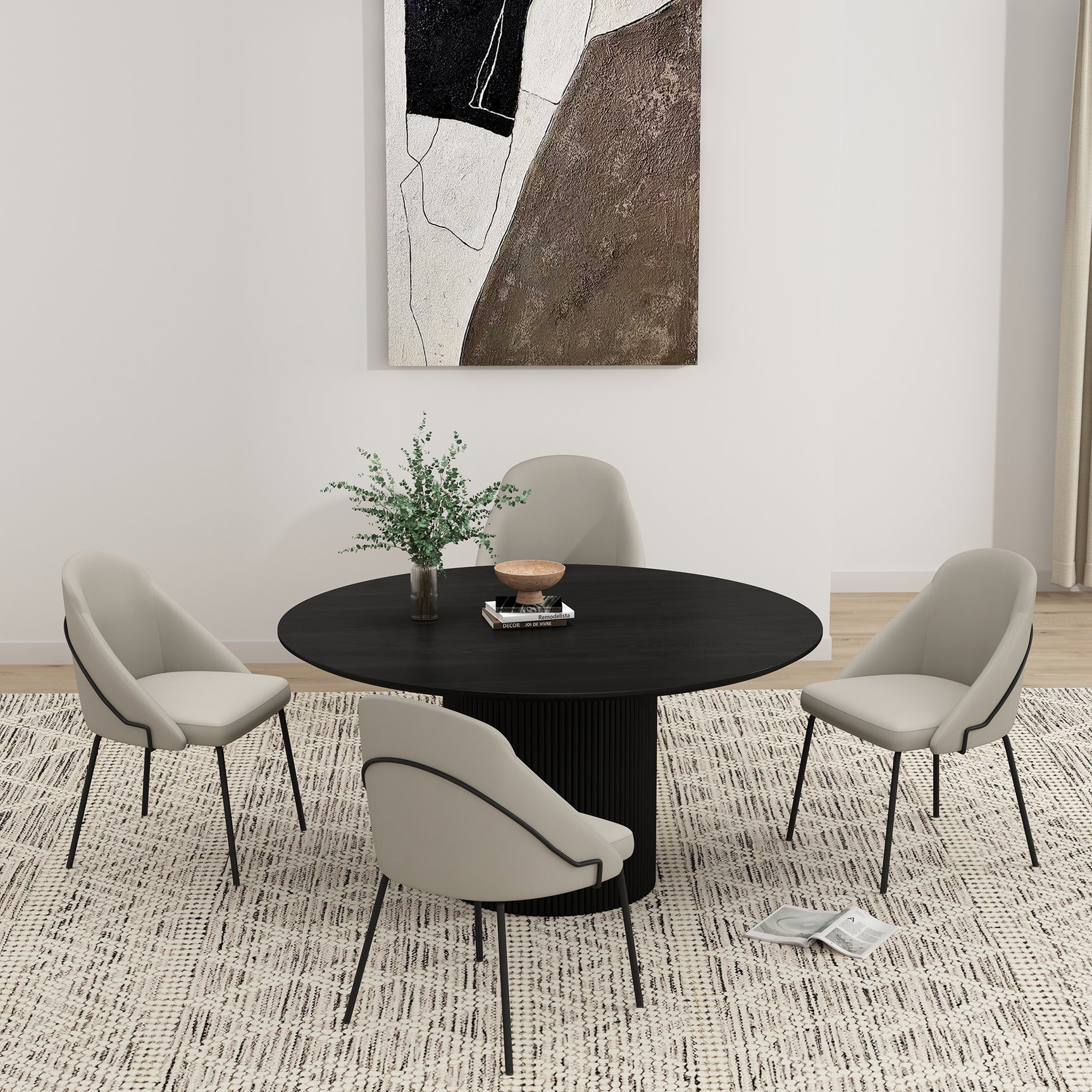 Gracie Dining Chair in Stone and Black (set of 4) - Ornate Home
