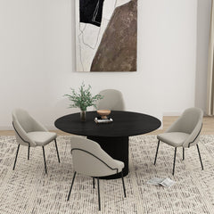 Gracie Dining Chair in Stone and Black (set of 4) - Ornate Home