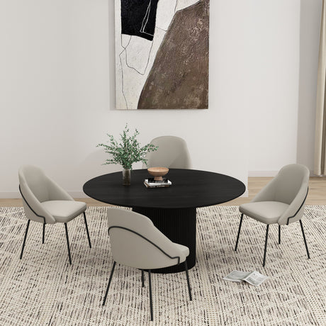 Gracie Dining Chair in Stone and Black (set of 4) - Ornate Home