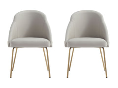 Gracie Dining Chair in Stone and Gold (set of 2) - Ornate Home