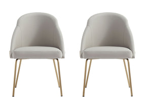 Gracie Dining Chair in Stone and Gold (set of 2) - Ornate Home