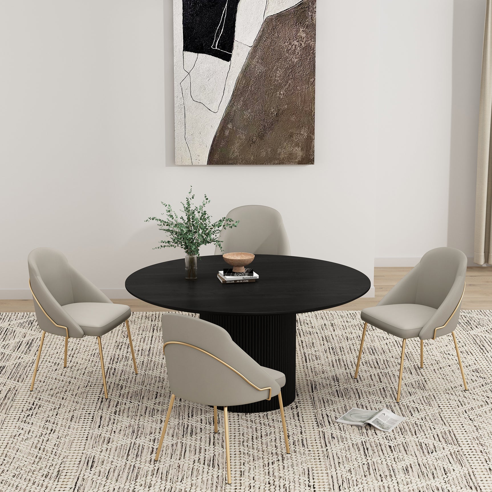 Gracie Dining Chair in Stone and Gold (set of 4) - Ornate Home