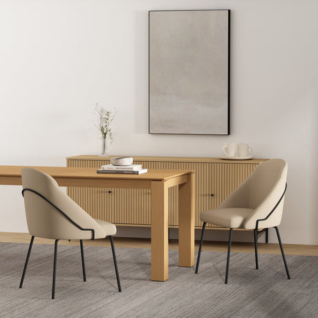 Gracie Dining Chair in Tan and Black (set of 2) - Ornate Home