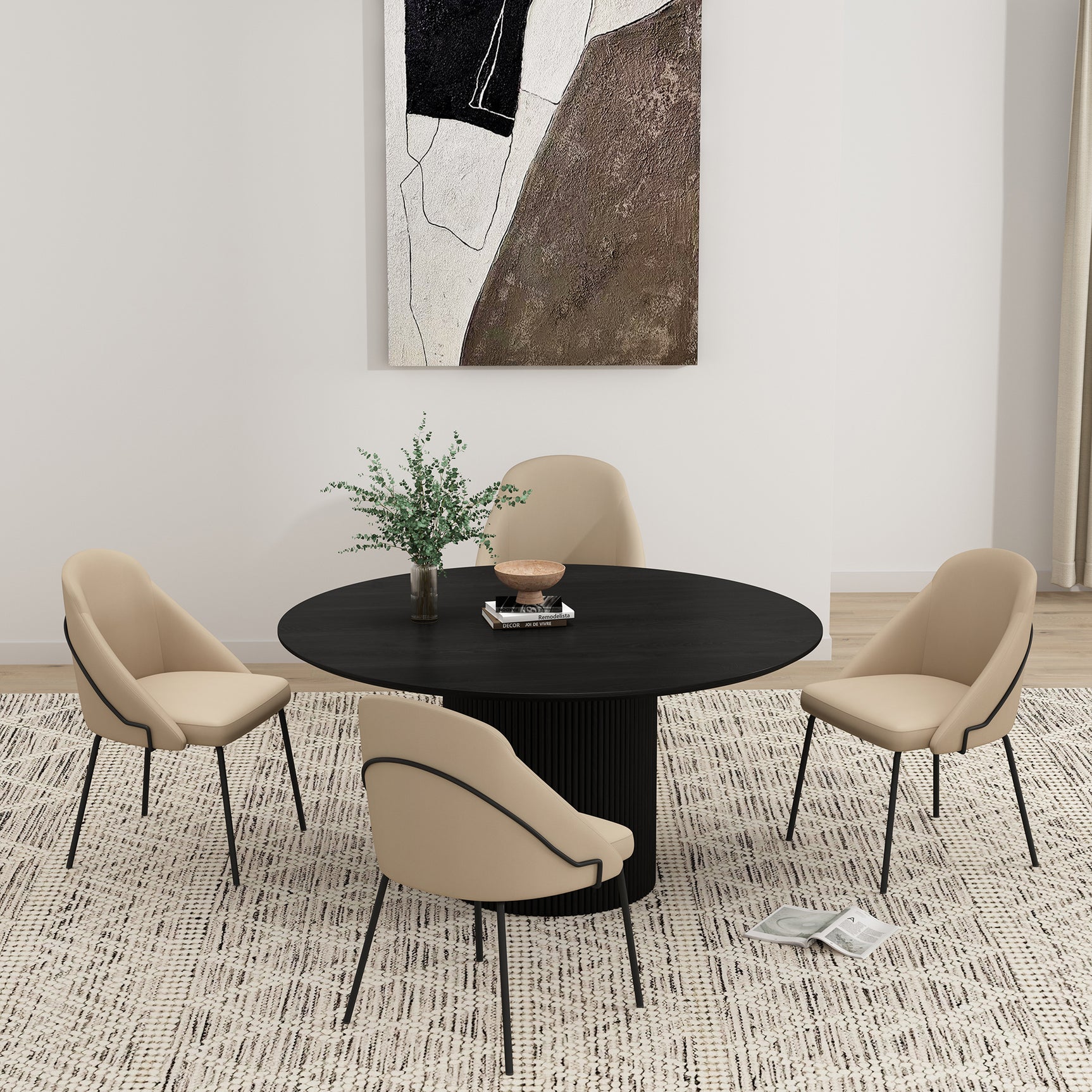 Gracie Dining Chair in Tan and Black (set of 4) - Ornate Home