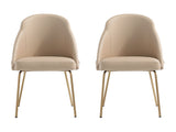 Gracie Dining Chair in Tan and Gold (set of 2) - Ornate Home