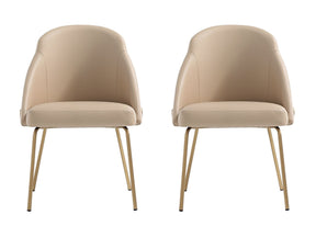 Gracie Dining Chair in Tan and Gold (set of 2) - Ornate Home