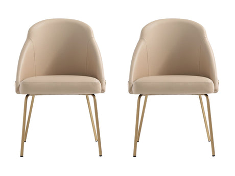 Gracie Dining Chair in Tan and Gold (set of 2) - Ornate Home