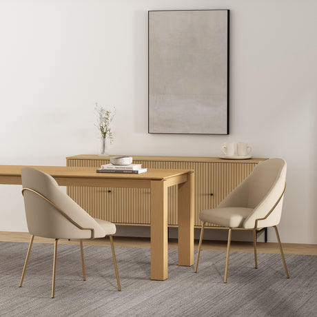 Gracie Dining Chair in Tan and Gold (set of 2) - Ornate Home