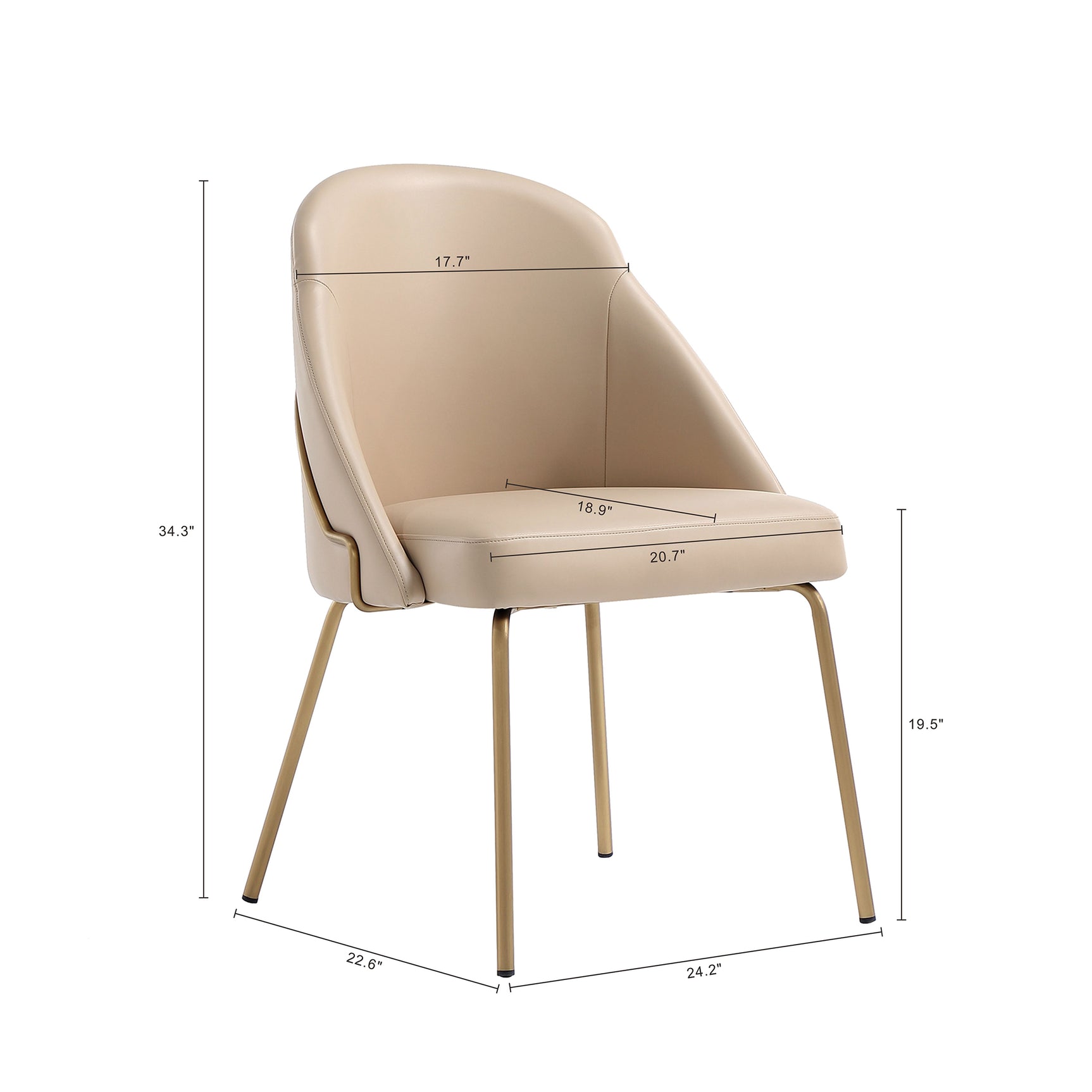 Gracie Dining Chair in Tan and Gold (set of 2) - Ornate Home