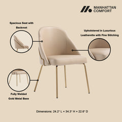 Gracie Dining Chair in Tan and Gold (set of 2) - Ornate Home