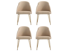 Gracie Dining Chair in Tan and Gold (set of 4) - Ornate Home