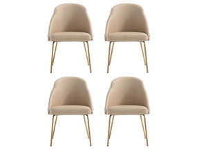 Gracie Dining Chair in Tan and Gold (set of 4) - Ornate Home